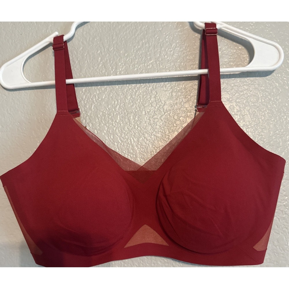 Honeylove LiftWear Crossover Wireless Ruby Red / Vamp Bra Size L 36D, 36DD, 38A
